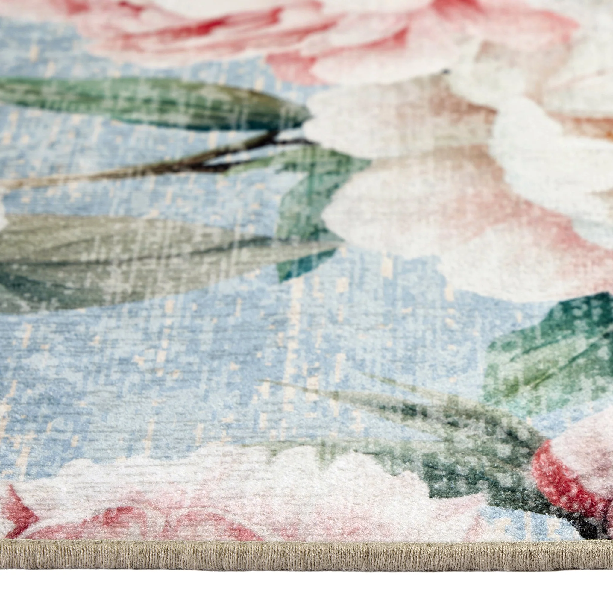 Blooming Peonies Blue Eco-Washable Rug - Image 5