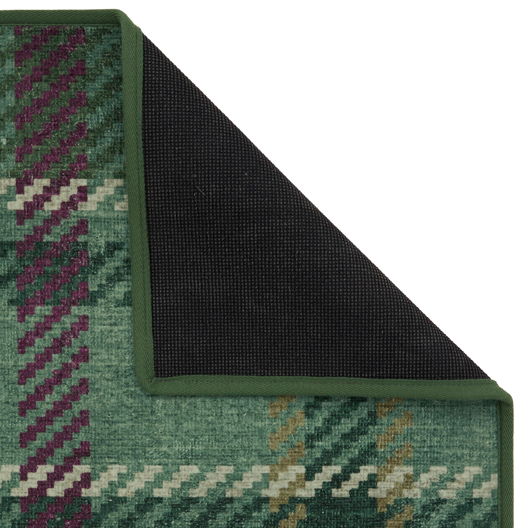 Isla Plaid Emerald Eco-Washable Rug - Image 4