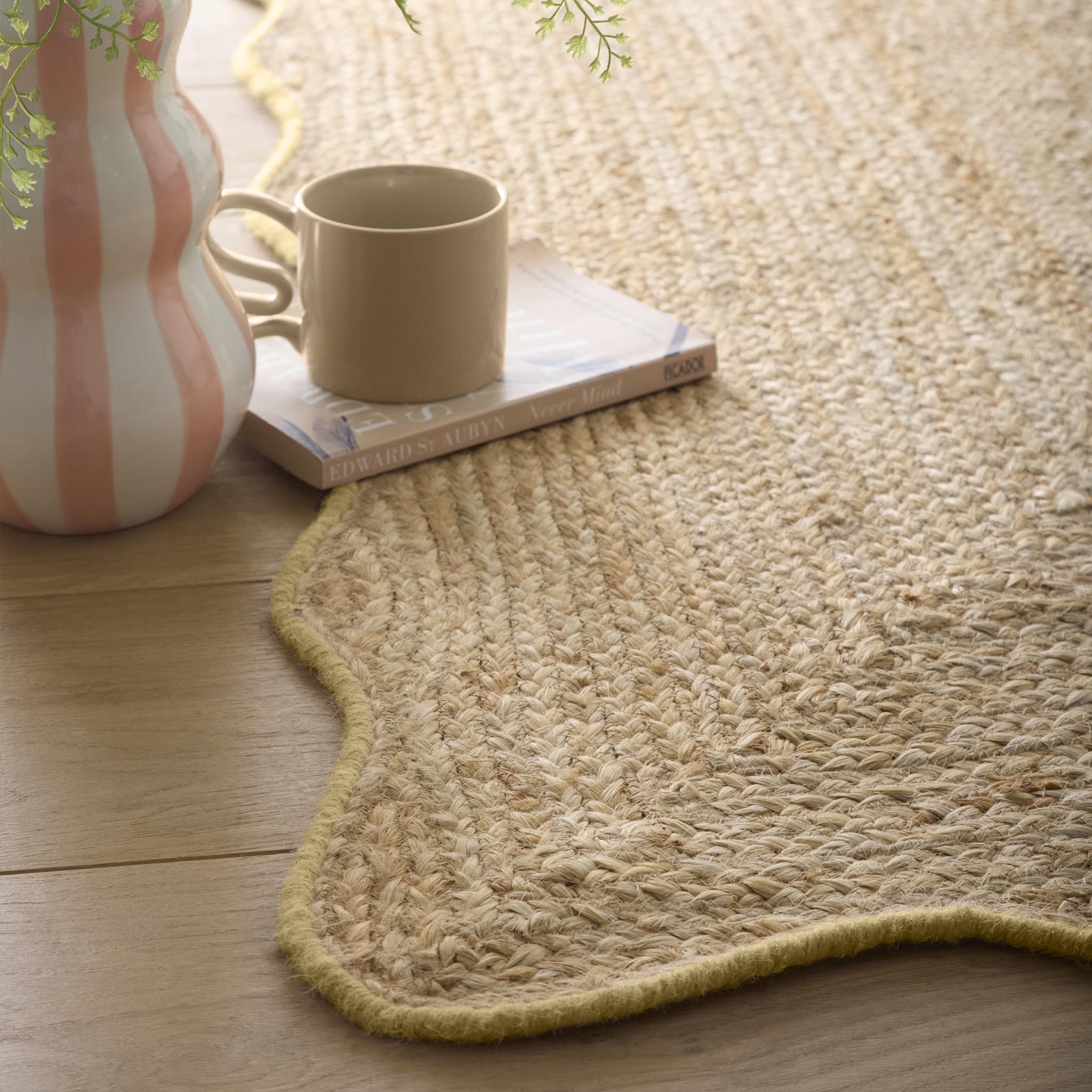 Jute Scalloped Edge Rug Yellow - Image 3