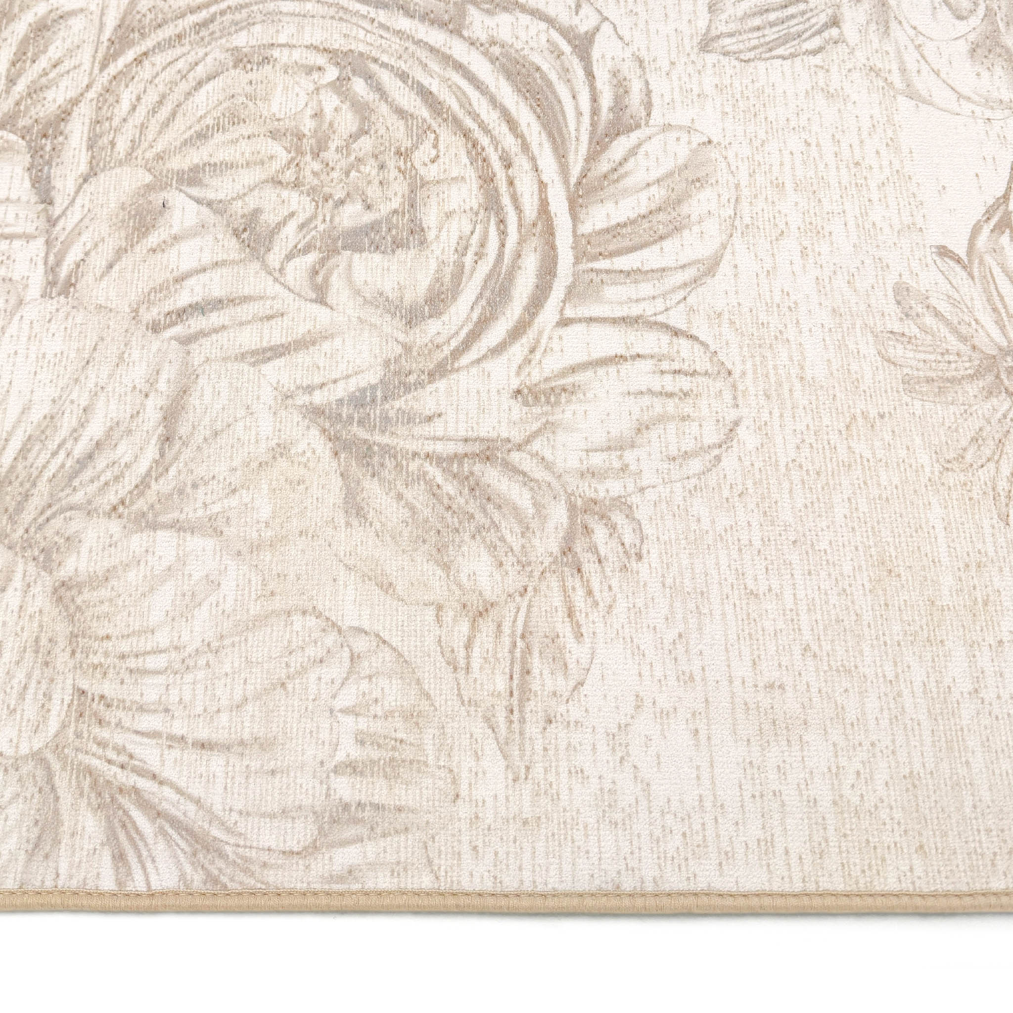 Muted Floral Beige Eco-Washable Rug - Image 4