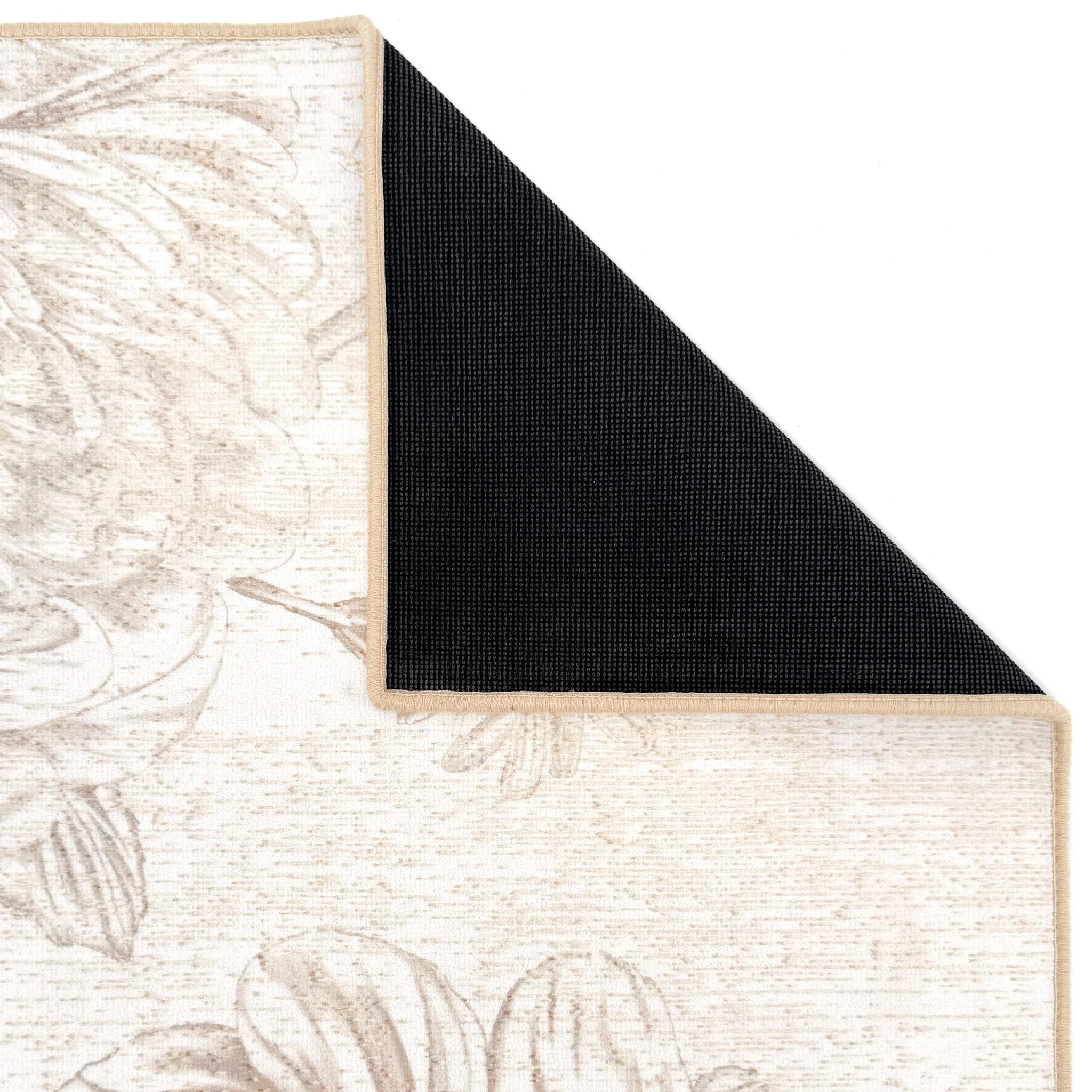 Muted Floral Beige Eco-Washable Rug - Image 5