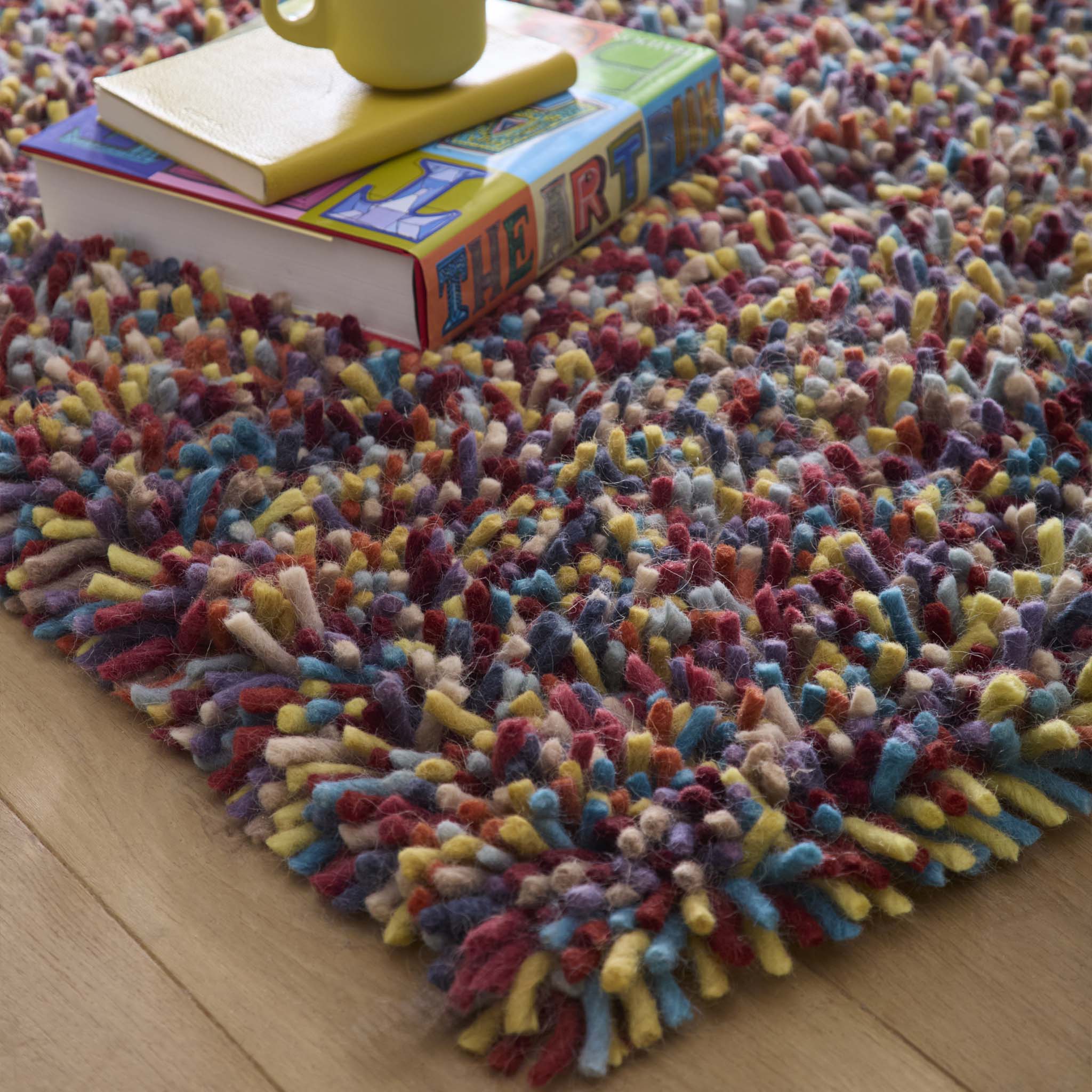 Rocks Shaggy Wool Rug Multi - Image 3