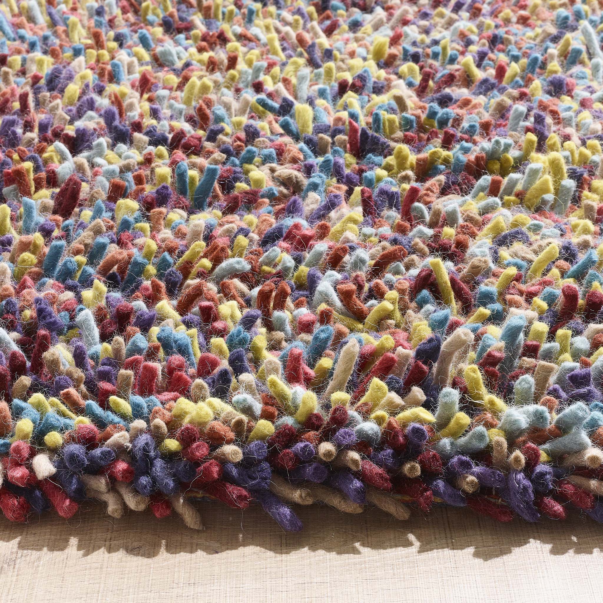 Rocks Shaggy Wool Rug Multi - Image 5