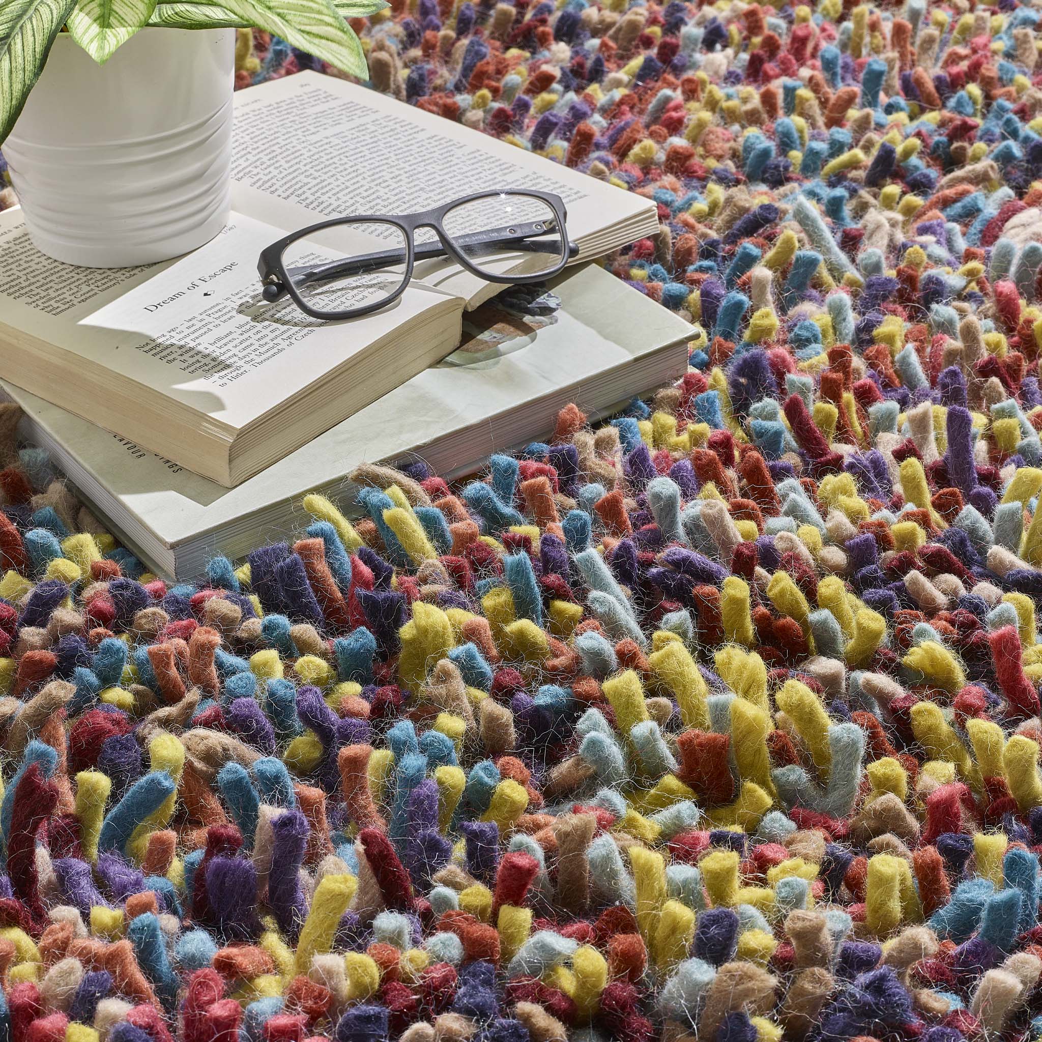 Rocks Shaggy Wool Rug Multi - Image 6