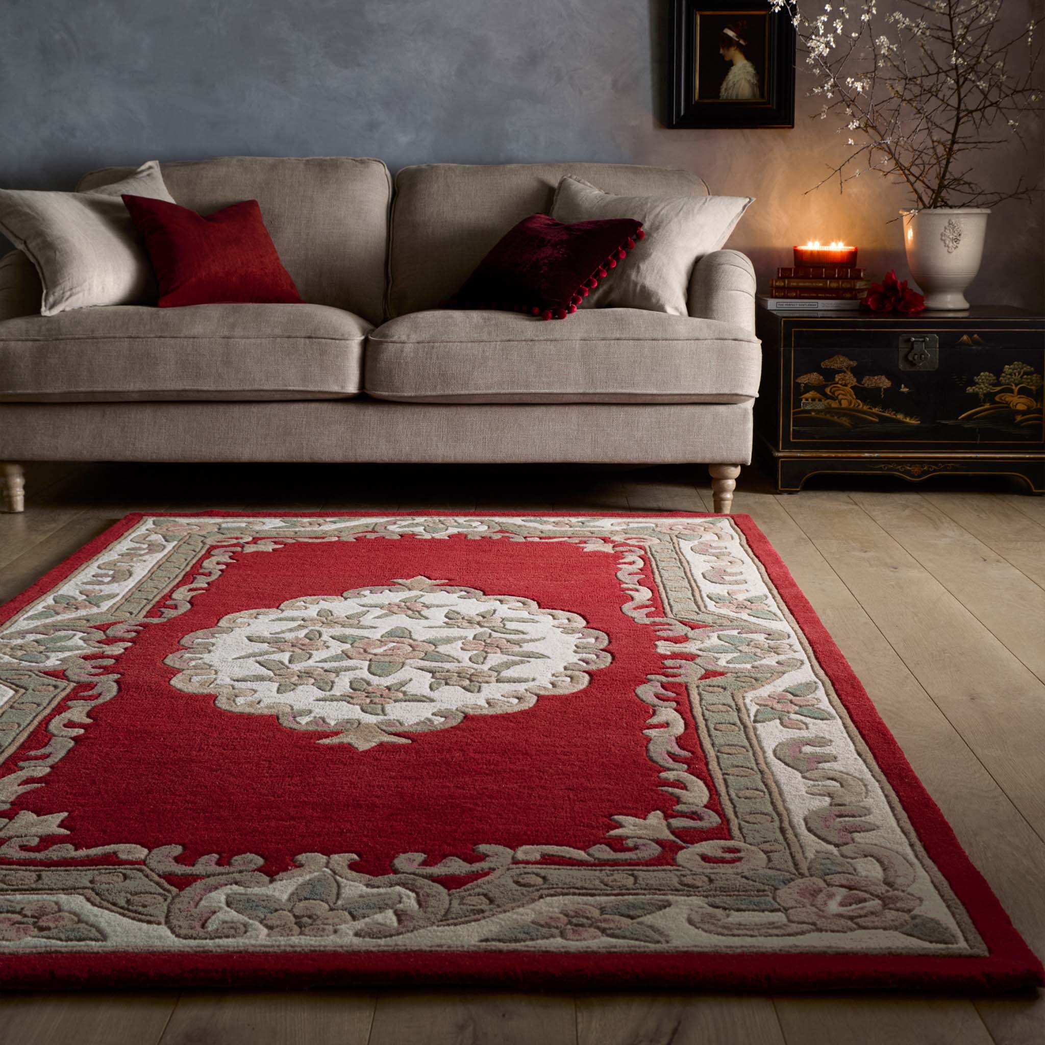Shensi Aubusson Rug in Wine - Image 3