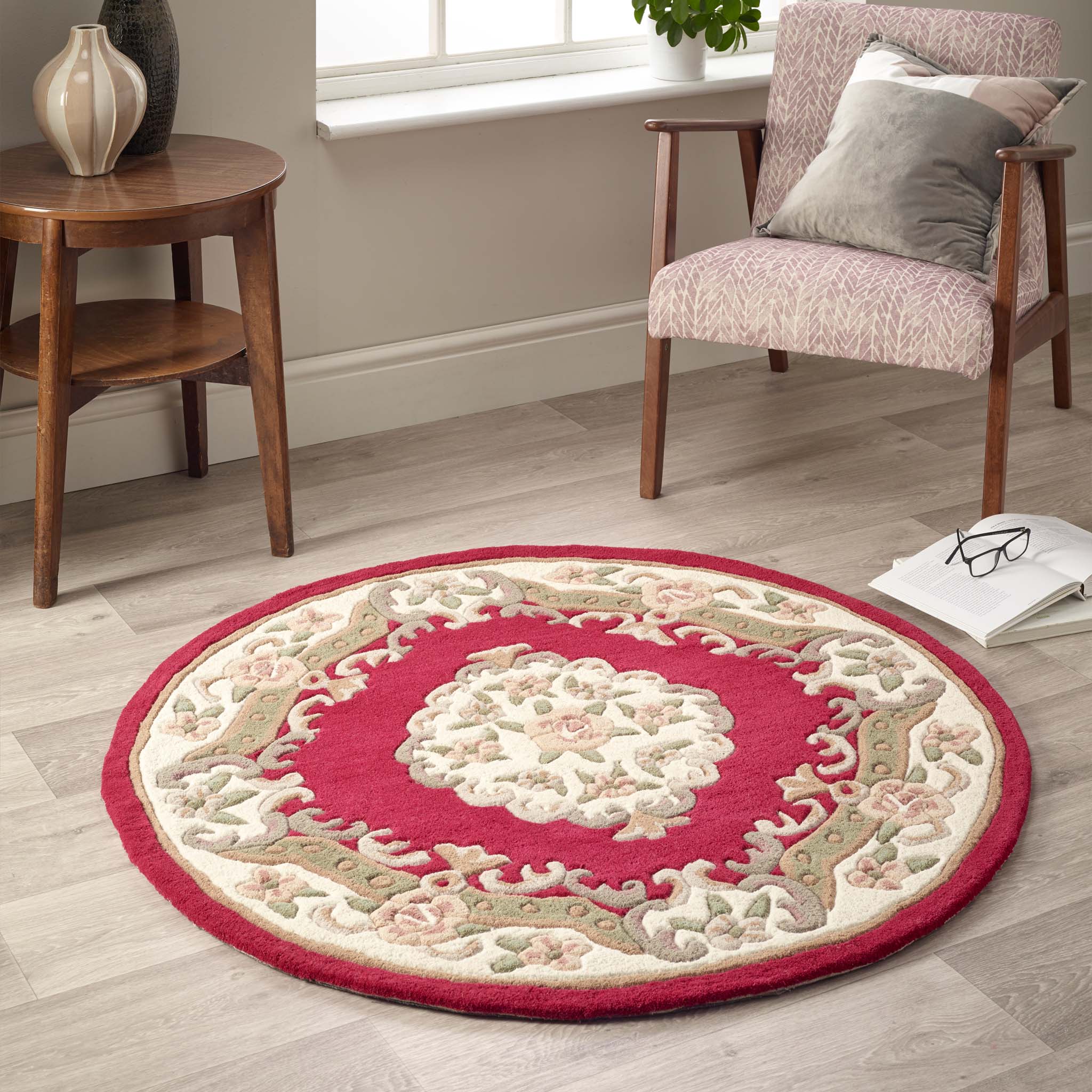 Shensi Aubusson Rug in Wine - Image 5