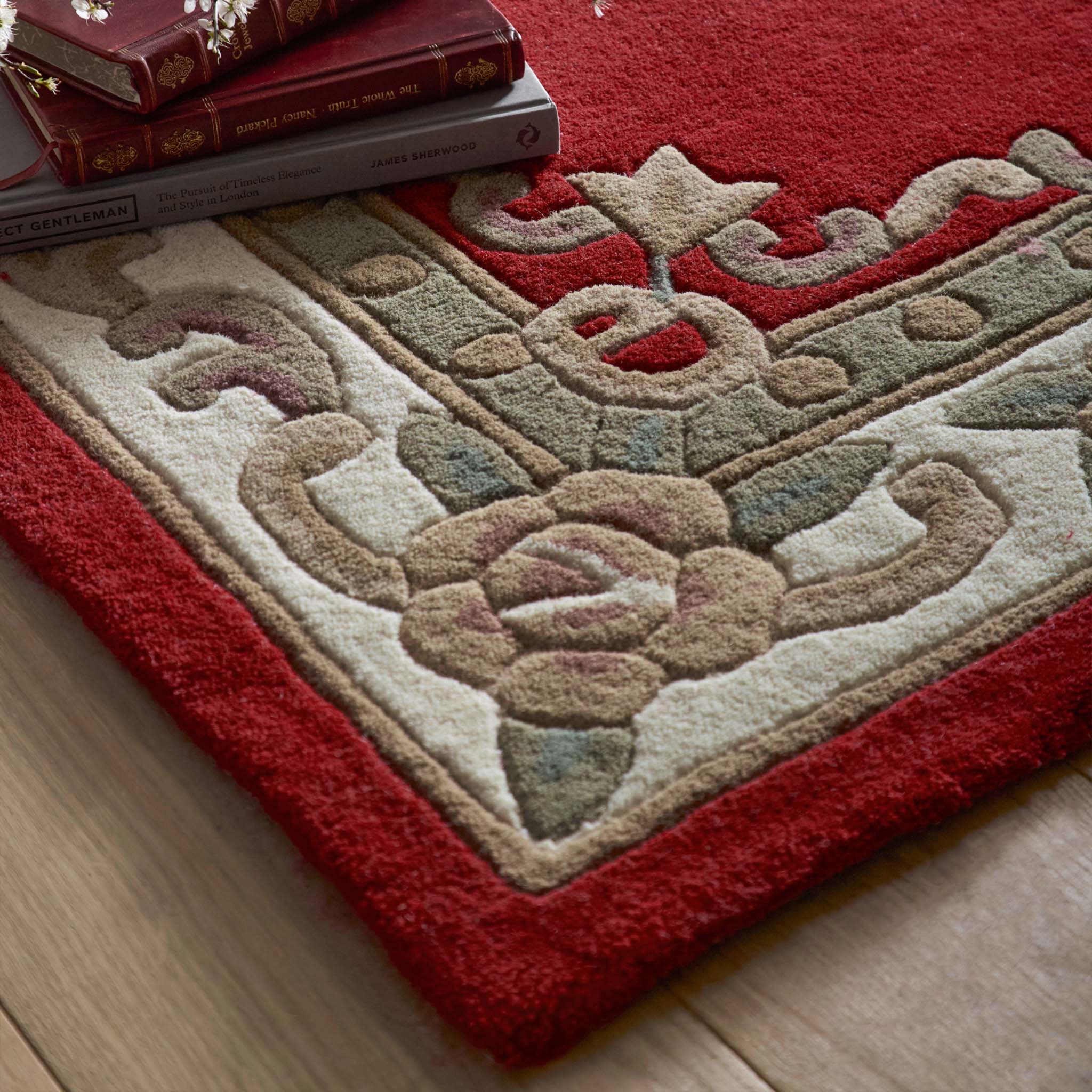 Shensi Aubusson Rug in Wine - Image 6