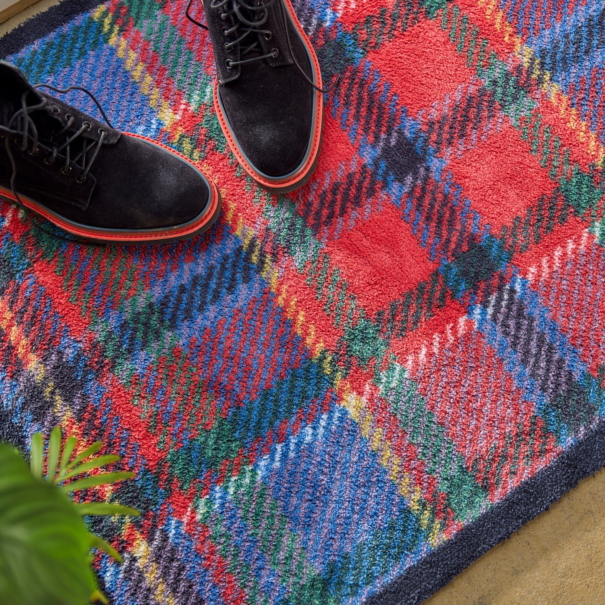 Tartan Red/Blue Washable Doormat - Image 3